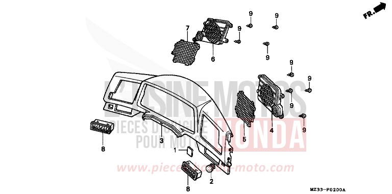 TABLEAU DES COMPTEURS (GL1500AP/AR/AS/AT) de Gold Wing Aspencade PEARL ROYAL MAGENTA (RP151K) de 1993